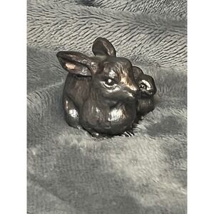 Reed & Barton Fine Pewter Rabbit Mom & Baby Figurine Small Sculptures 2in